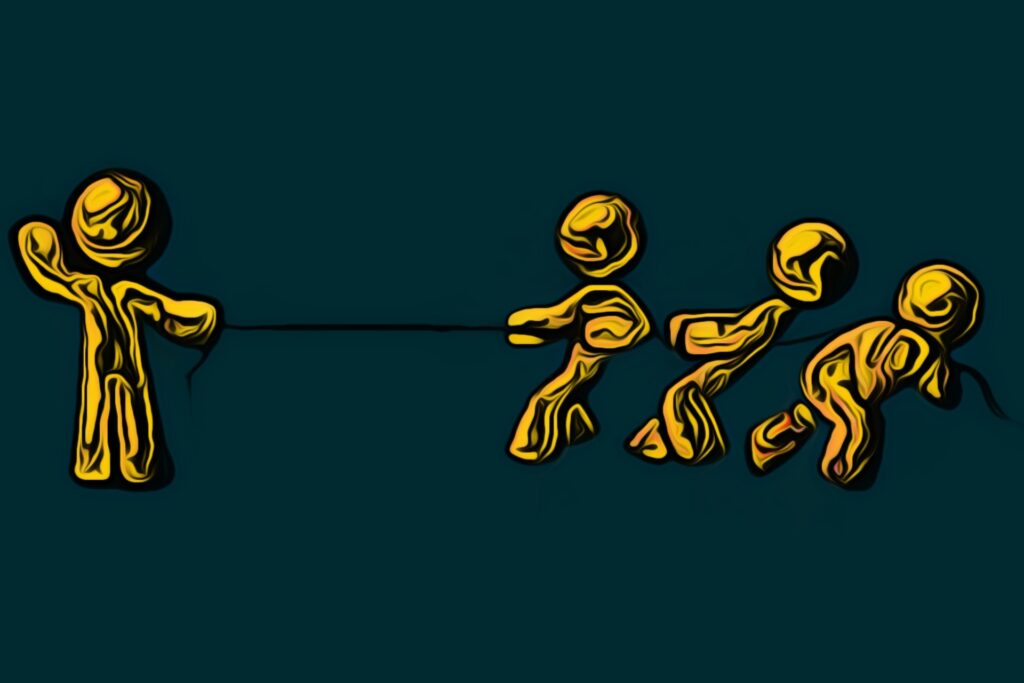 An image showing how the tug of war game is played.